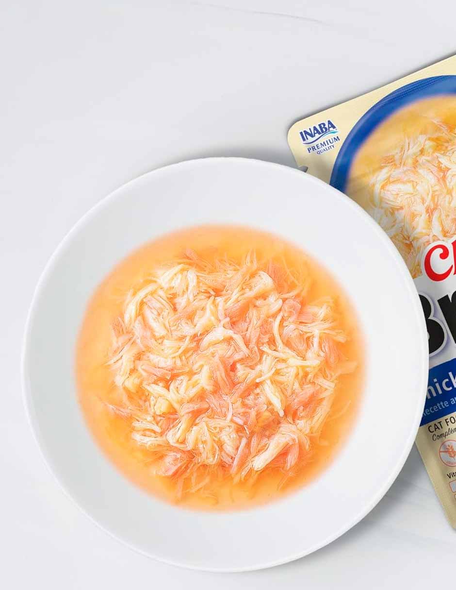 Inaba Churu caldo para gatos sabor pollo y mariscos 12 unidades