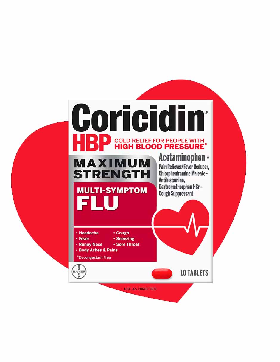 Coricidin HBP de máxima potencia para la gripe multi síntomas, 24 tabletas