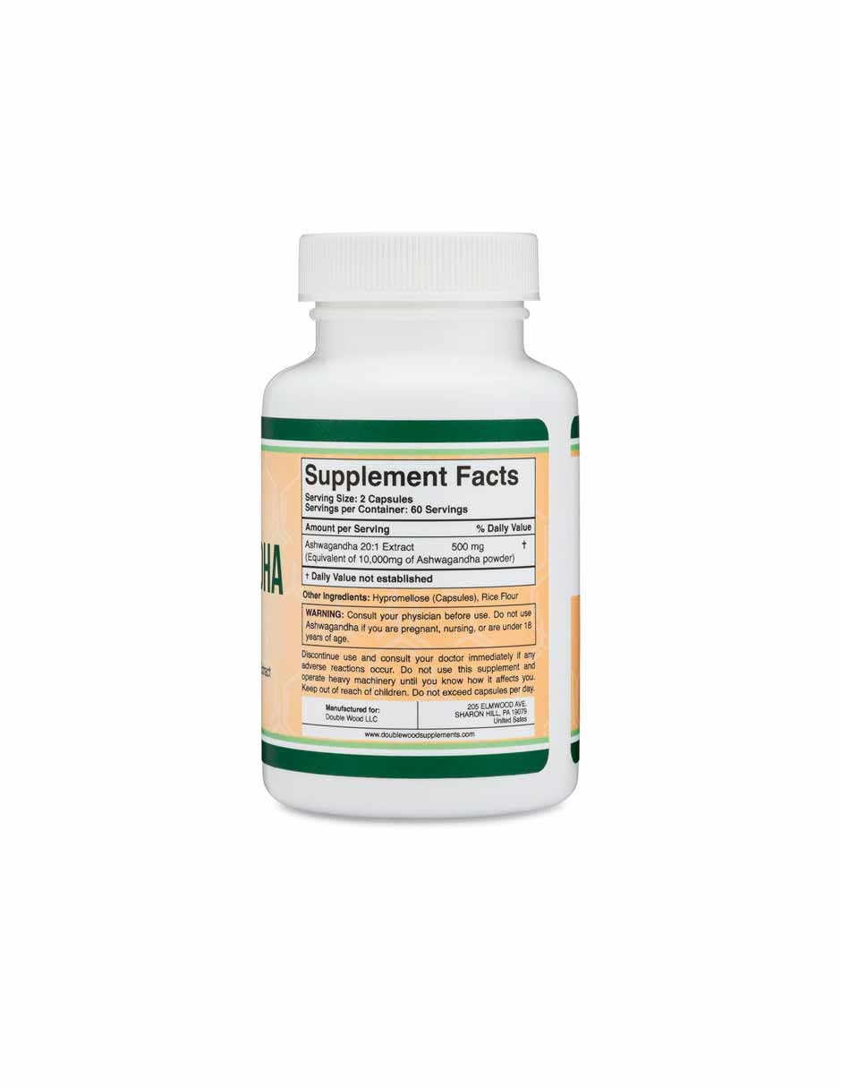 Double Wood Ashwaganda 500mg, 120 unidades