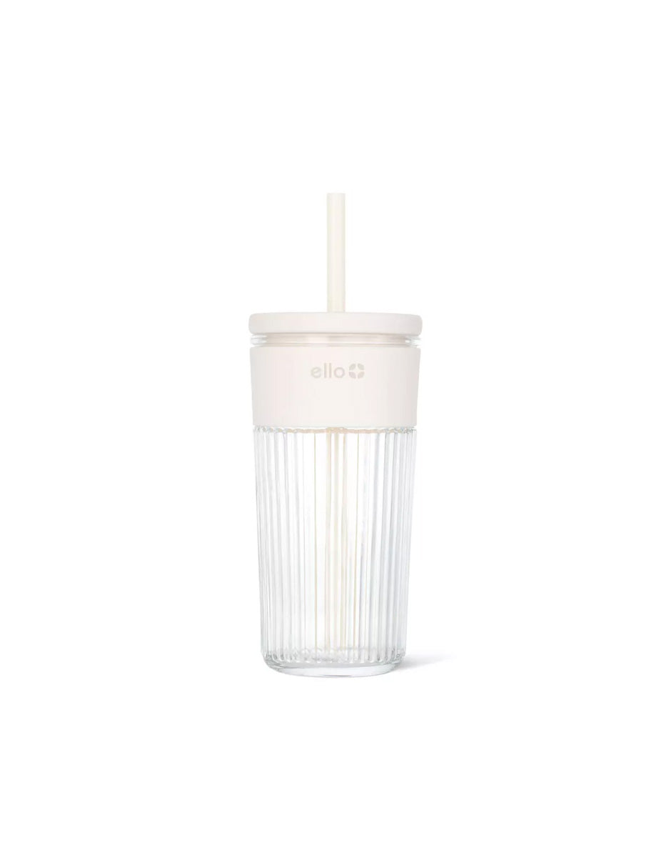 Vaso de Vidrio con Popote Ello Ava 547 ml (variedad)