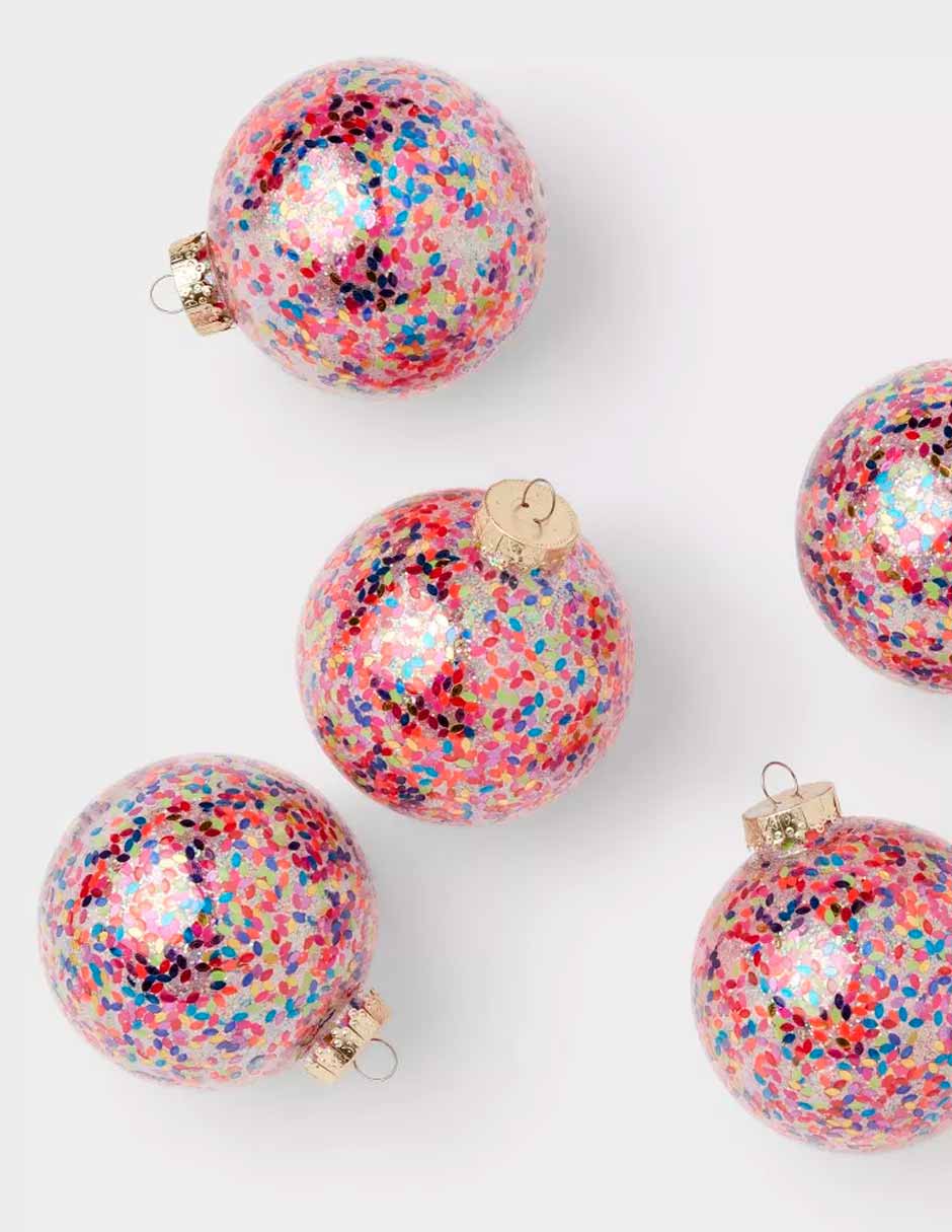 Wondershop Set 9 esferas navideñas con confeti