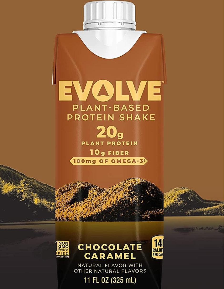Batido de proteína vegetal sabor chocolate caramelo EVOLVE 12 pack