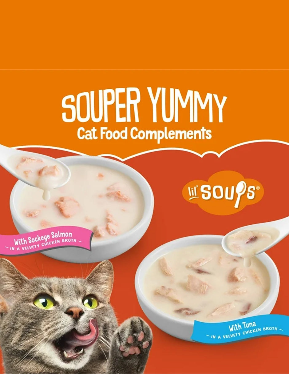 Friskies Lil' Soups alimento de complemento sabor Salmón y atún 18 pack