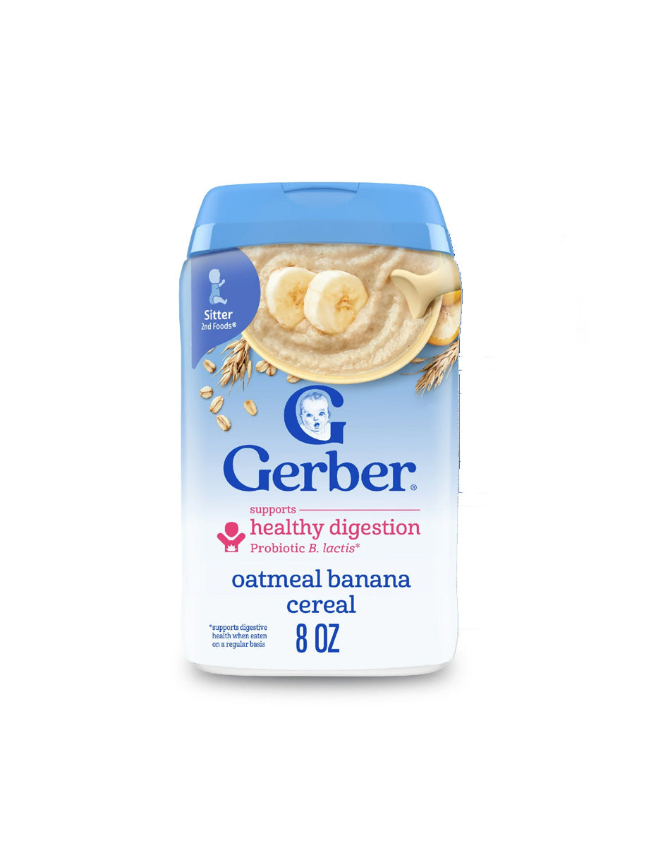 Gerber Cereal Probiótico Avena para bebé, sabor plátano 227gr
