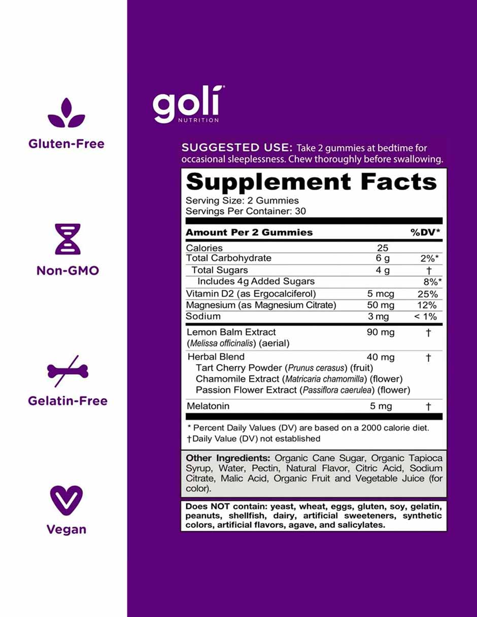 Goli Nutrition Gomitas para dormir, 60 unidades