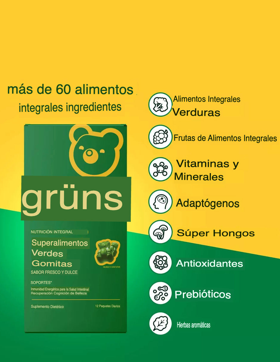 Superalimentos Grüns para adultos Bajas en Azúcar 96 gomitas