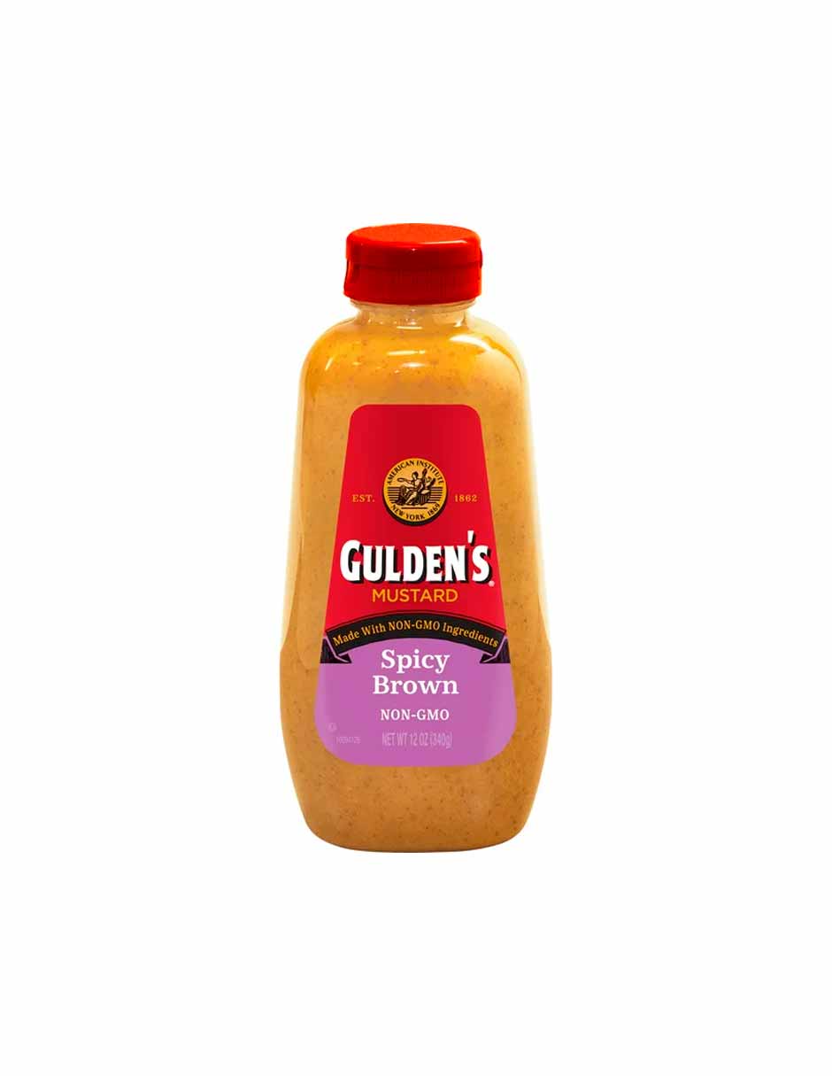 Guldens Botella exprimible de mostaza marrón picante 340gr