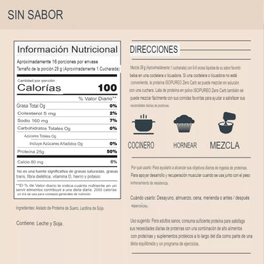 Isopure Zero Carb 100 % aislado de proteína de suero en polvo de proteína sin sabor 454gr