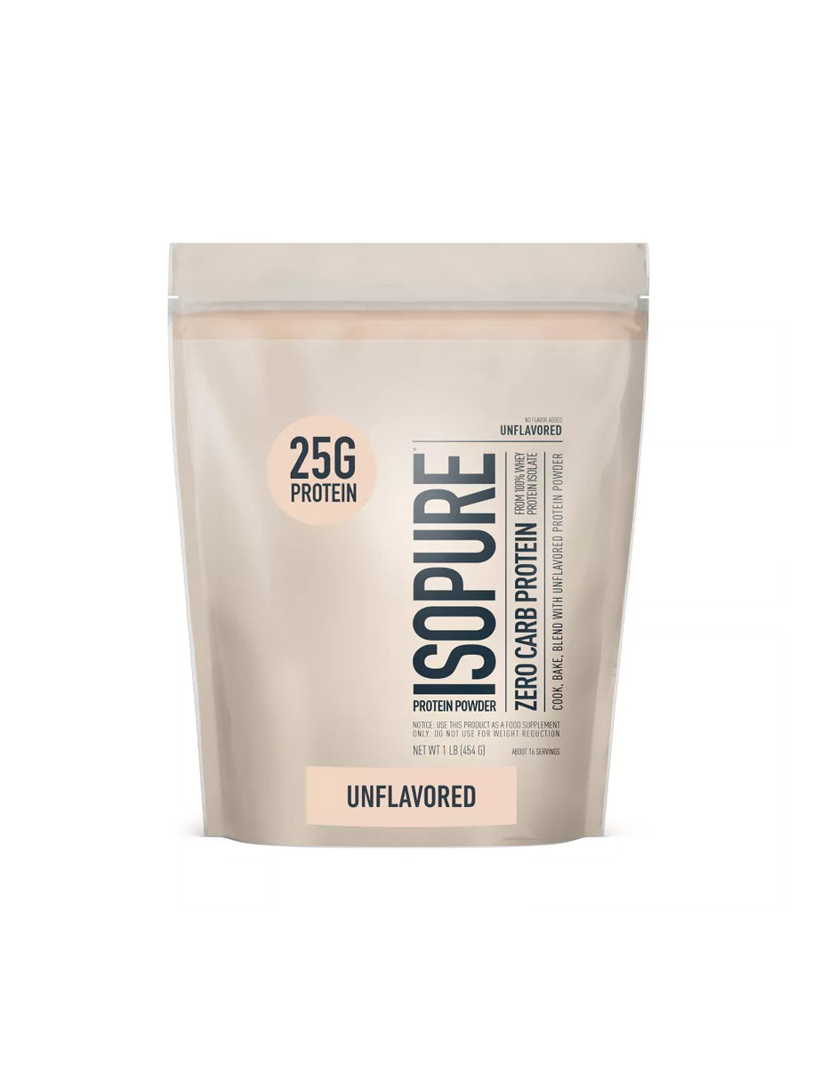 Isopure Zero Carb 100 % aislado de proteína de suero en polvo de proteína sin sabor 454gr