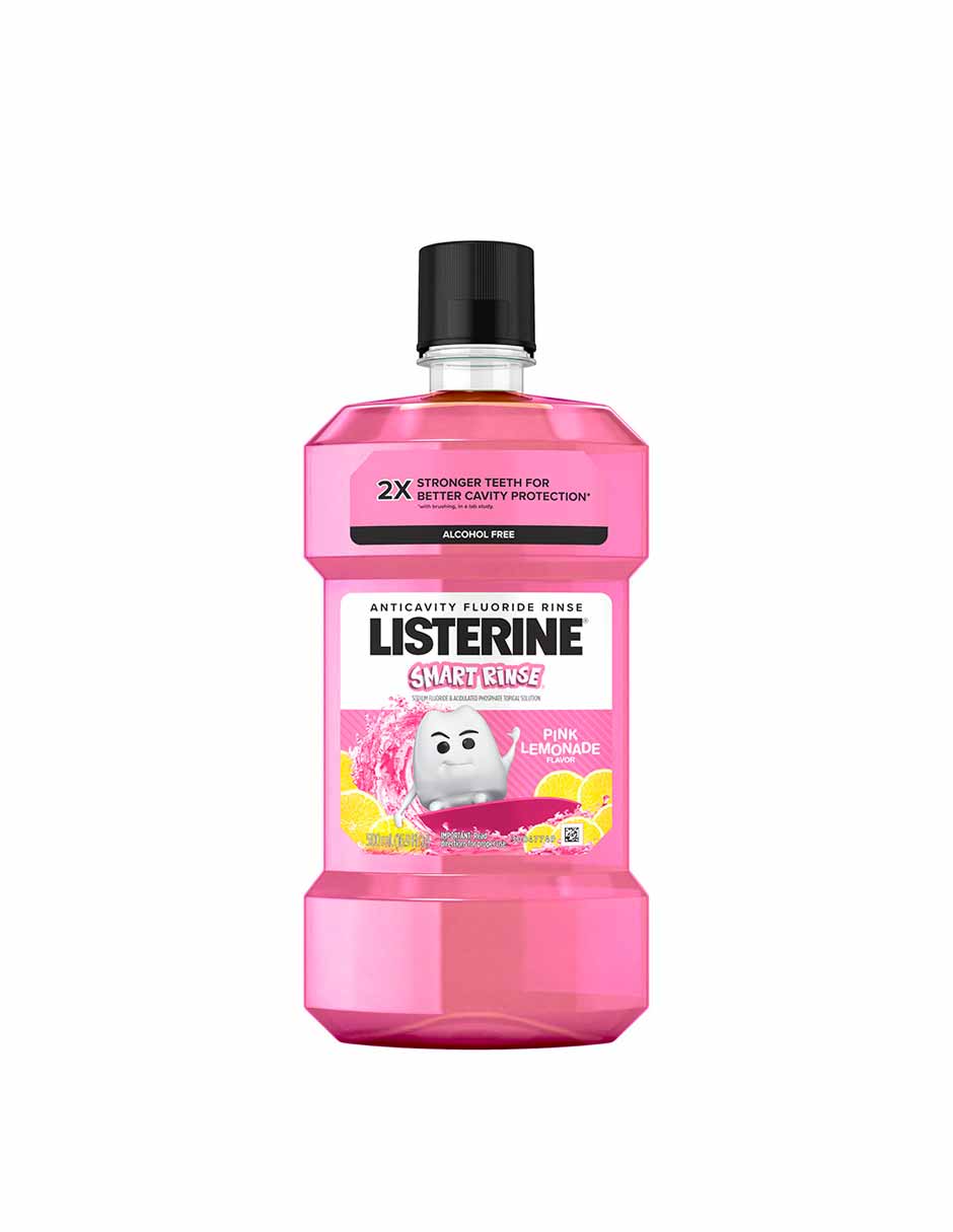Listerine Smart Rinse Kids Anticavity enjuague bucal, limonada rosa, 500 ml