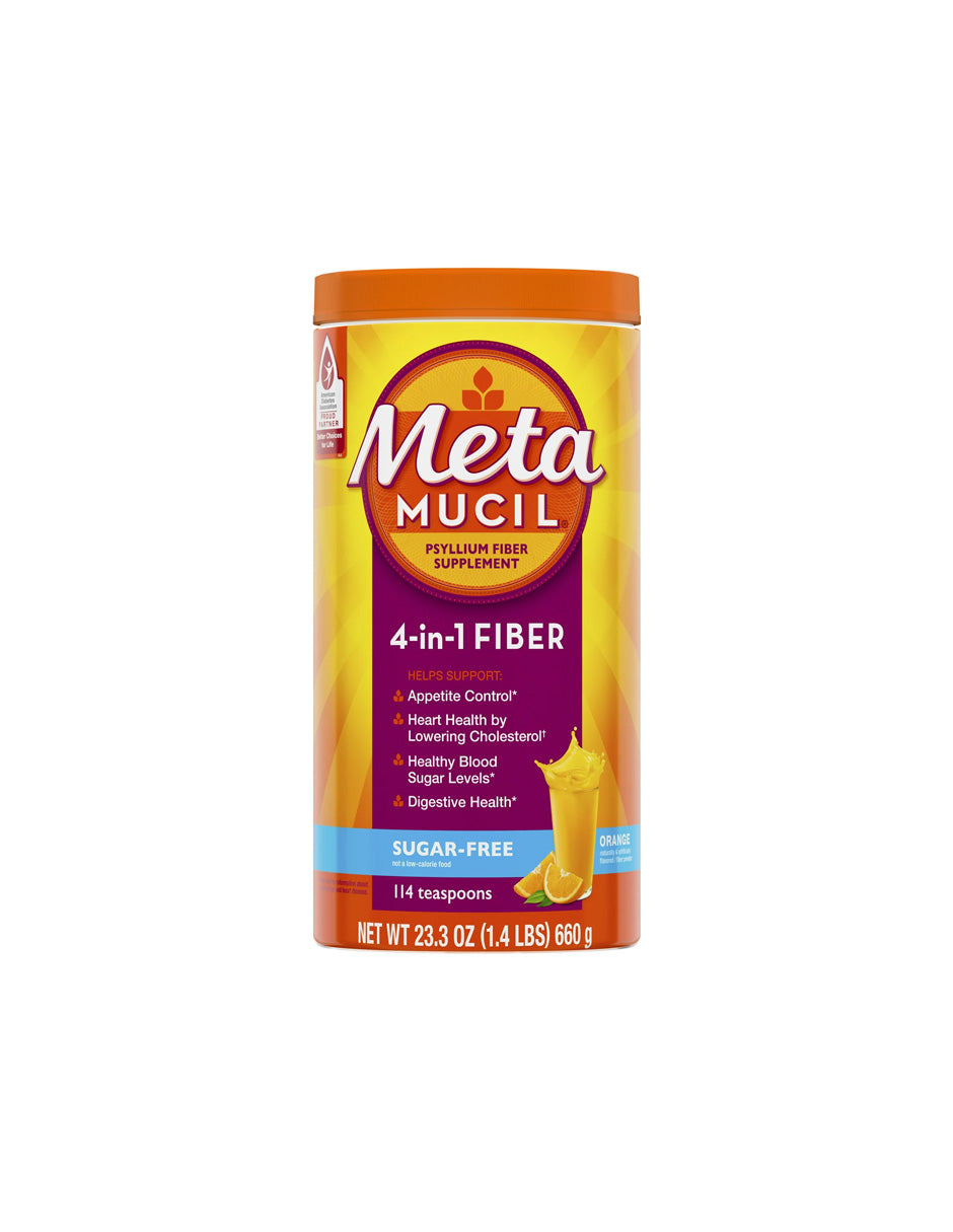 Fibra en Polvo Metamucil Sin Azúcar Naranja 114 Porciones, 660gr