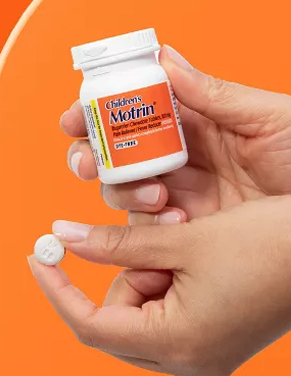 Masticables Ibuprofeno Children's Motrin 24 tabletas, Alivio del Dolor y Fiebre para Niños 2-11 Años