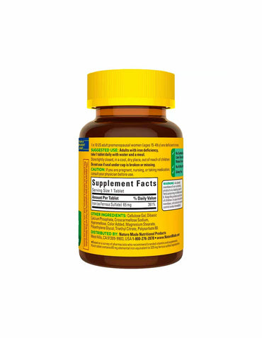 Nature Made tabletas Hierro 65 mg 180 unidades