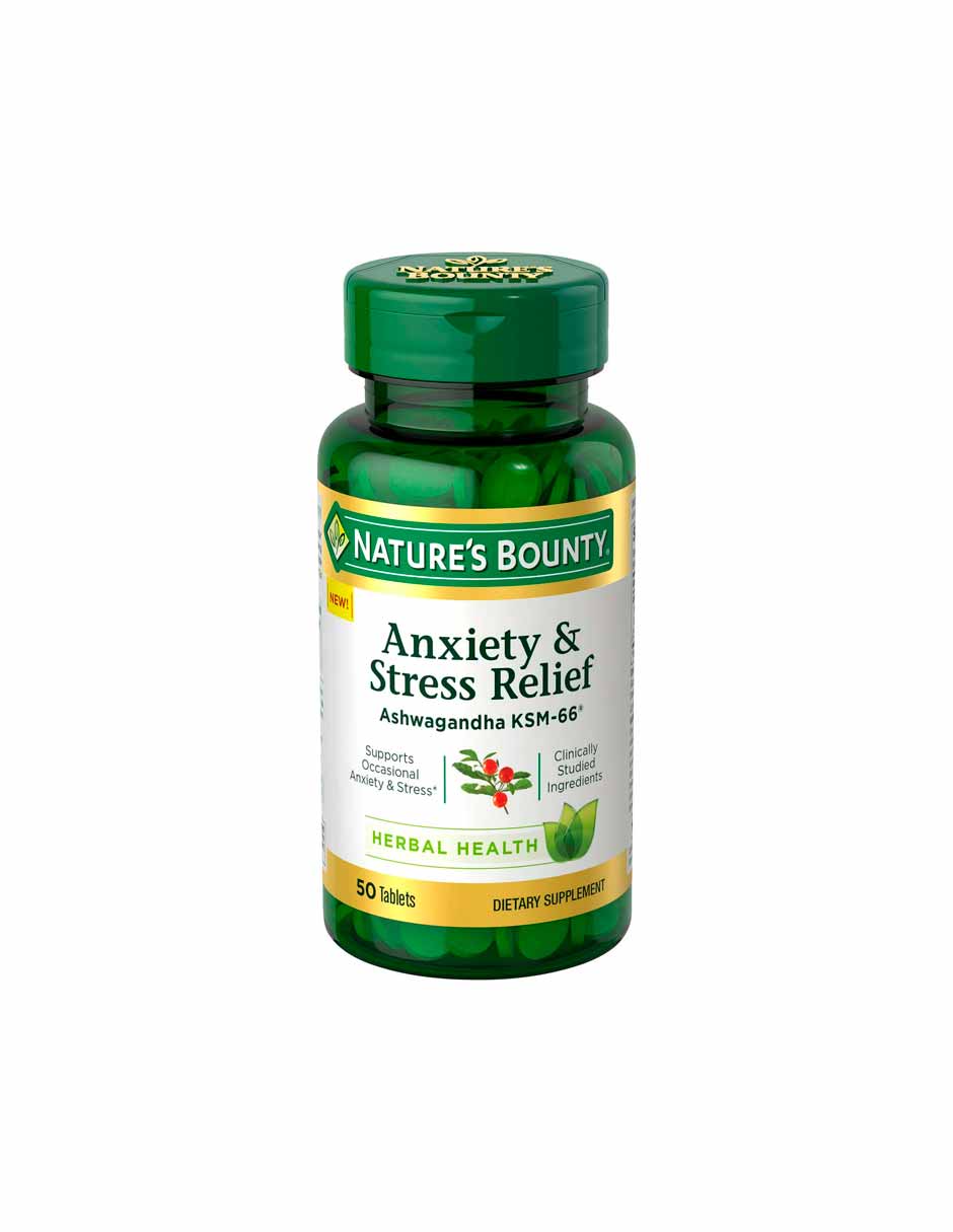 Nature's Bounty Ansiedad y alivio del estrés Ashwagandha, 50 unidades