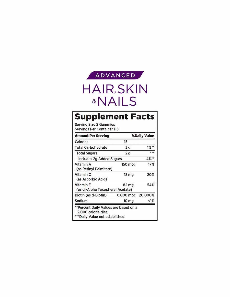 Nature's Bounty vitaminas para cabello, piel y uñas Avanzado, 230 Gomitas