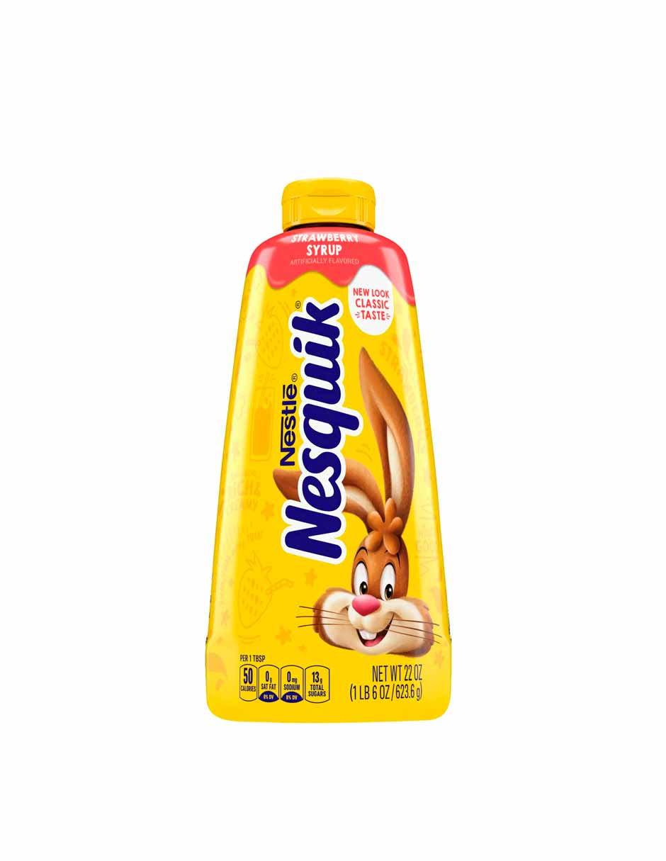Jarabe Nesquik para chocolate o nieve, sabor fresa 623.6gr