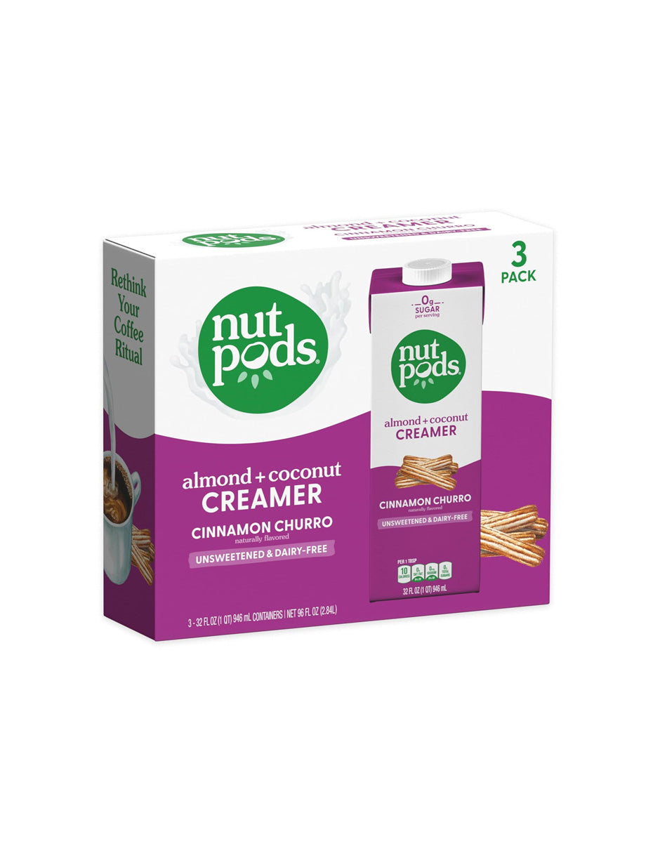 Crema para café sin azúcar nutpods sabor churro 946ml, 3 pack