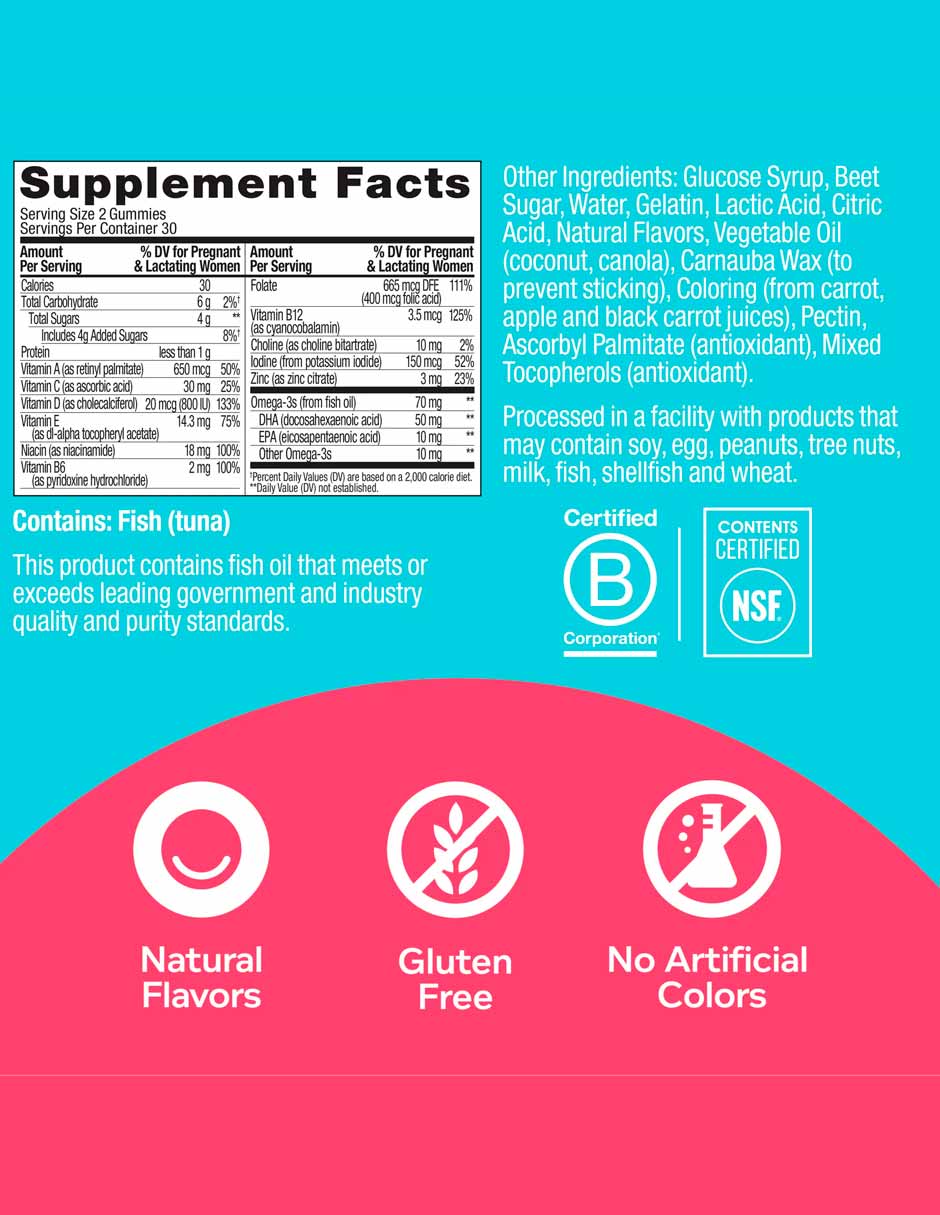 Olly Essential Prenatal multivitaminas suplemento dietético 60 gomitas