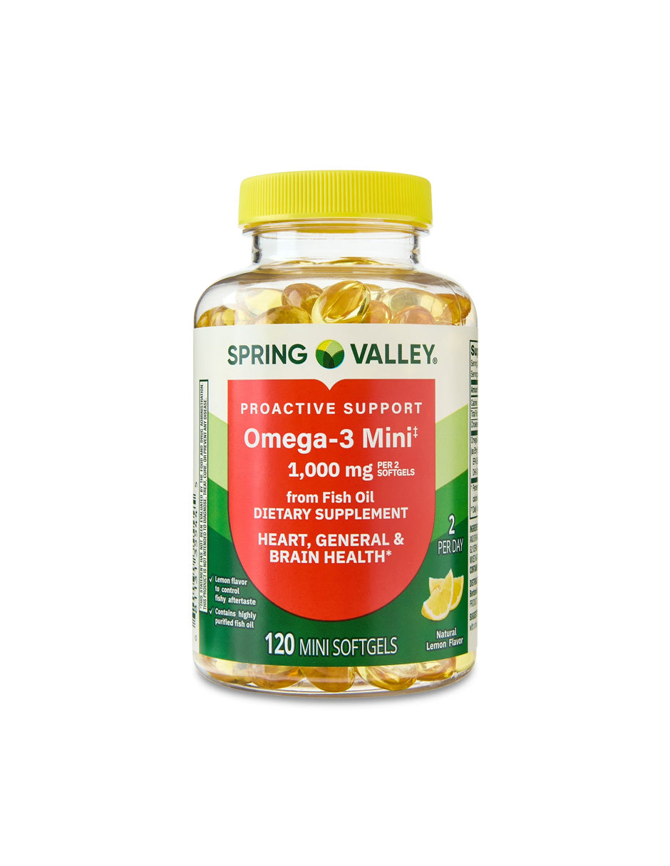 Omega-3 Mini Spring Valley 1000mg, 120 cápsulas