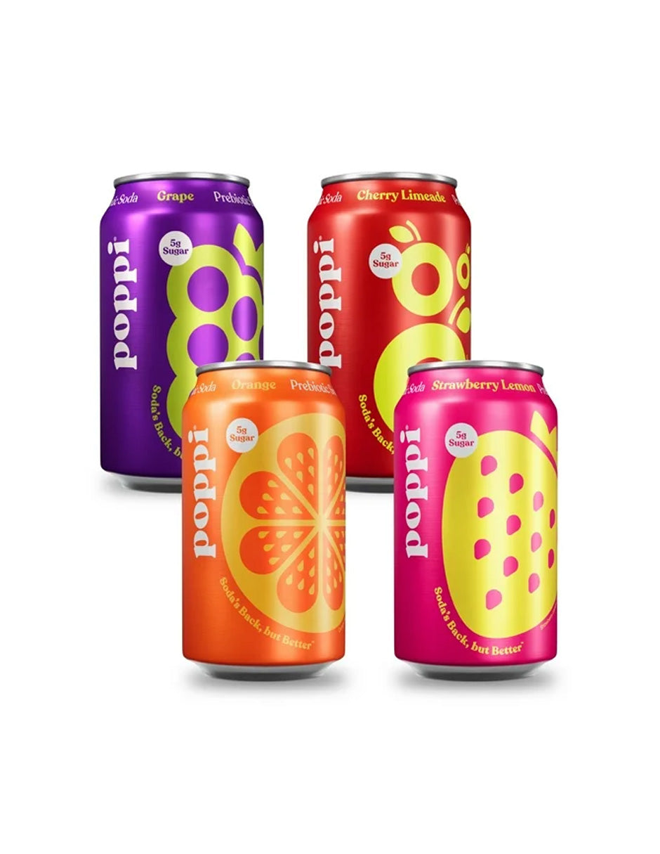 Refresco prebiótico Poppi variedad 8 latas 12 oz