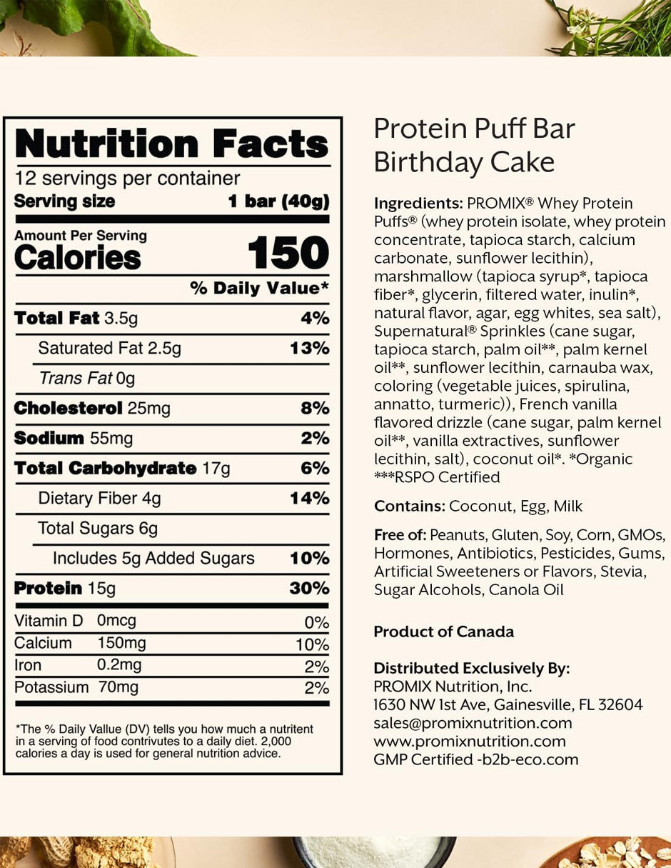 Barras de Proteína ProMix Puff Birthday Cake 12 barritas