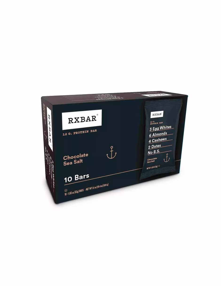 Barras de proteína RXBAR, 12 g de proteína, chocolate y sal marina 10 barras
