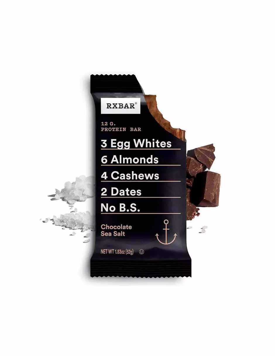 Barras de proteína RXBAR, 12 g de proteína, chocolate y sal marina 10 barras