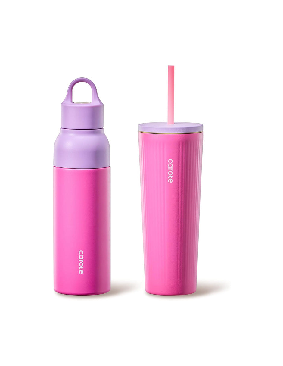 Botella y vaso térmico CAROTE 19/21 oz color Rosa