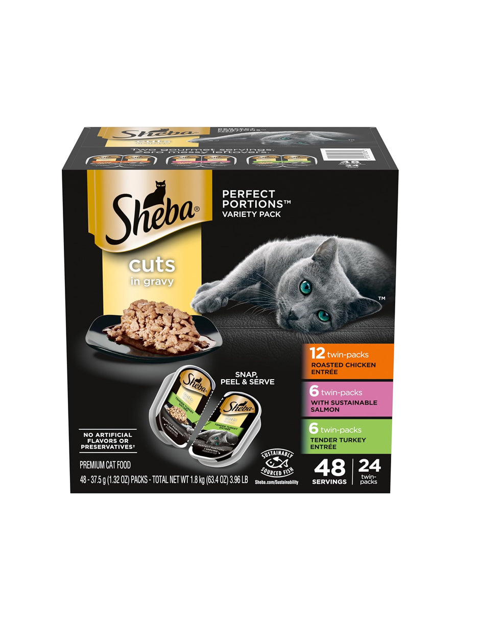 Comida Húmeda para Gato Sheba Perfect Portions en salsa 48 unidades (variedad)