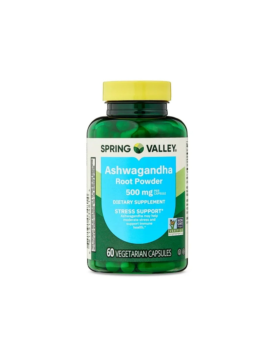 Spring Valley Ashwagandha polvo de raíz 500 mg, 60 cápsulas