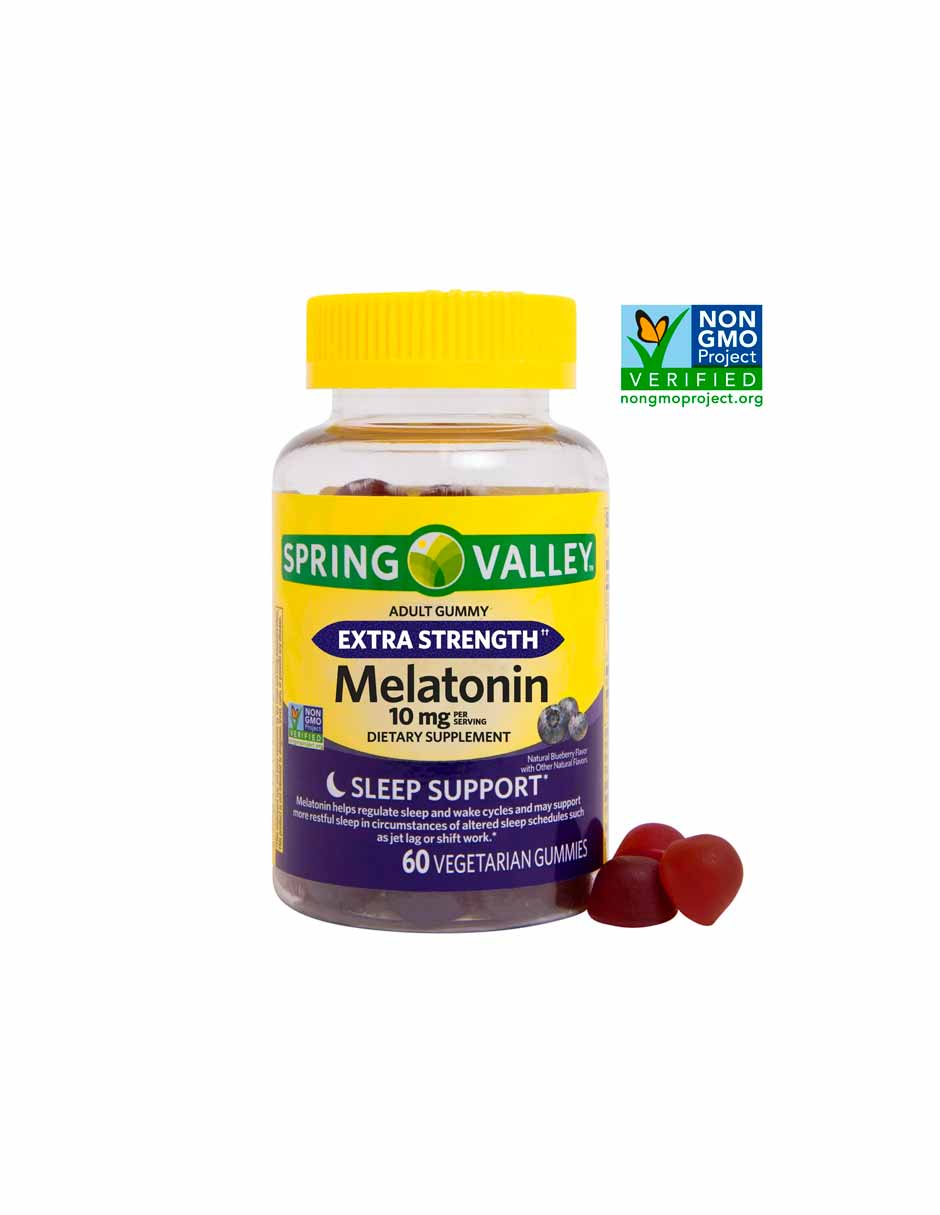 Spring Valley Extra strength Melatonin 10mg soporte para descanso, 60 gomitas