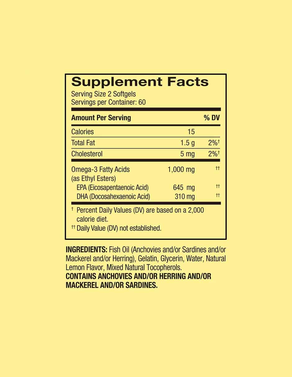 Omega-3 Mini Spring Valley 1000mg, 120 cápsulas
