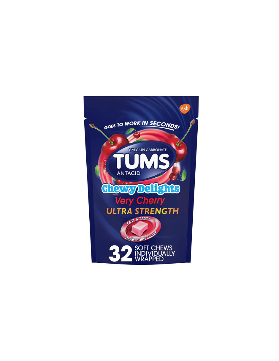 Tums Chewy Delights Masticables suaves antiácidos ultra fuertes, 32 unidades