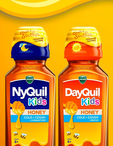 Vicks DayQuil y NyQuil para niños jarabe líquido para aliviar el resfriado y la tos pack 2