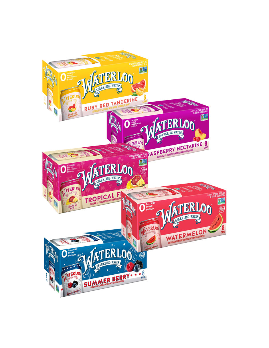 Waterloo Sparkling Water paquetes de 8 latas 355ml