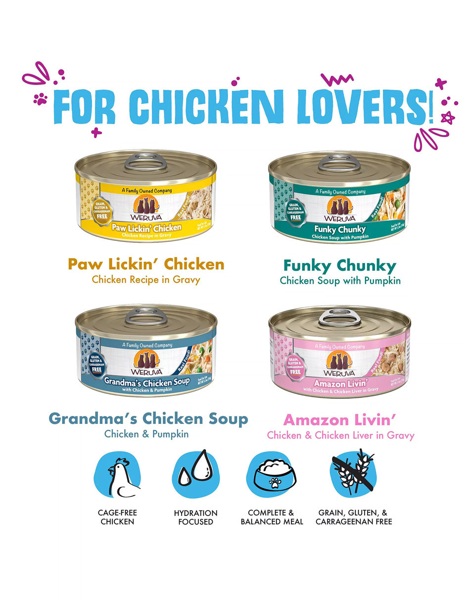 Weruva Classics Comida húmeda para gatos Meow You Doin'? receta pollo, 5.5oz, 12 unidades