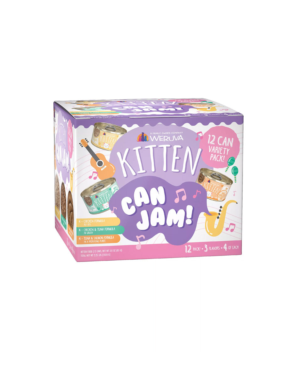 Weruva Comida húmeda para gatos Kitten Can Jam! paquete variado, 3oz, 12 unidades