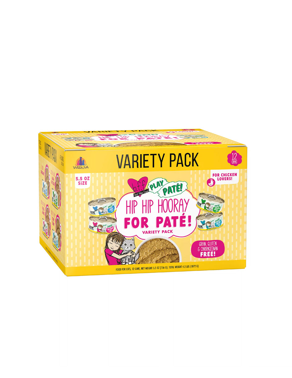 Weruva BFF Hip Hip Paté Alimento húmedo para gatos adultos receta pollo, 12 unidades