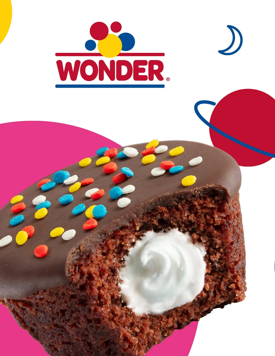 Wonder cupcakes chocolate rellenos de crema envueltos individualmente, 8 unidades