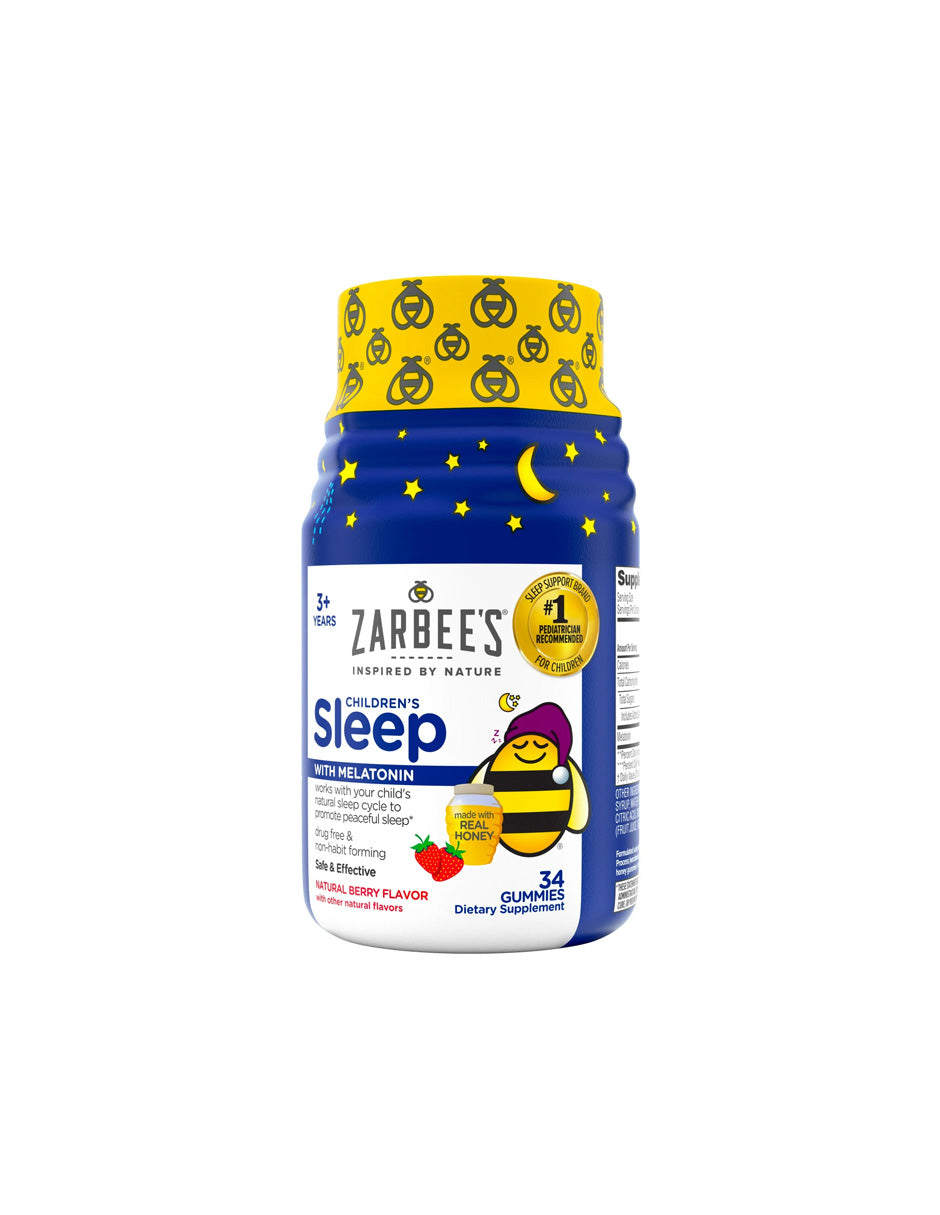 Gomitas de melatonina Zarbee's Kids Sleep de 1 mg, sin formación de hábitos, bayas, 34 unidades