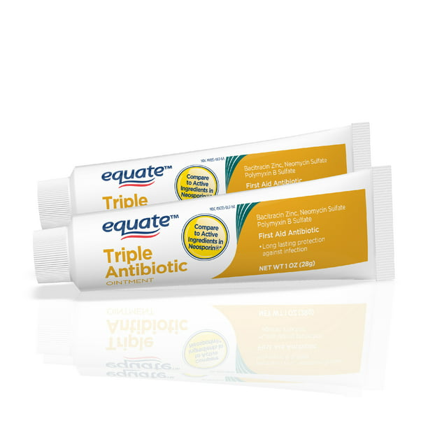 Ungüento antibiótico triple Equate First Aid, protección contra infecciones, pack 2
