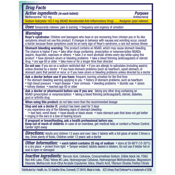 AZO defensa del tracto urinario, protección antibacteriana 24 unidades