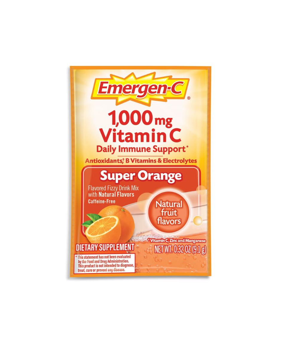 Emergen-C 1000Mg Polvo de vitamina C para apoyo inmunológico Super naranja - 30 unidades
