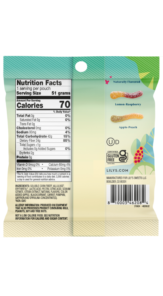 Lily's Sour gummy worms 51gr