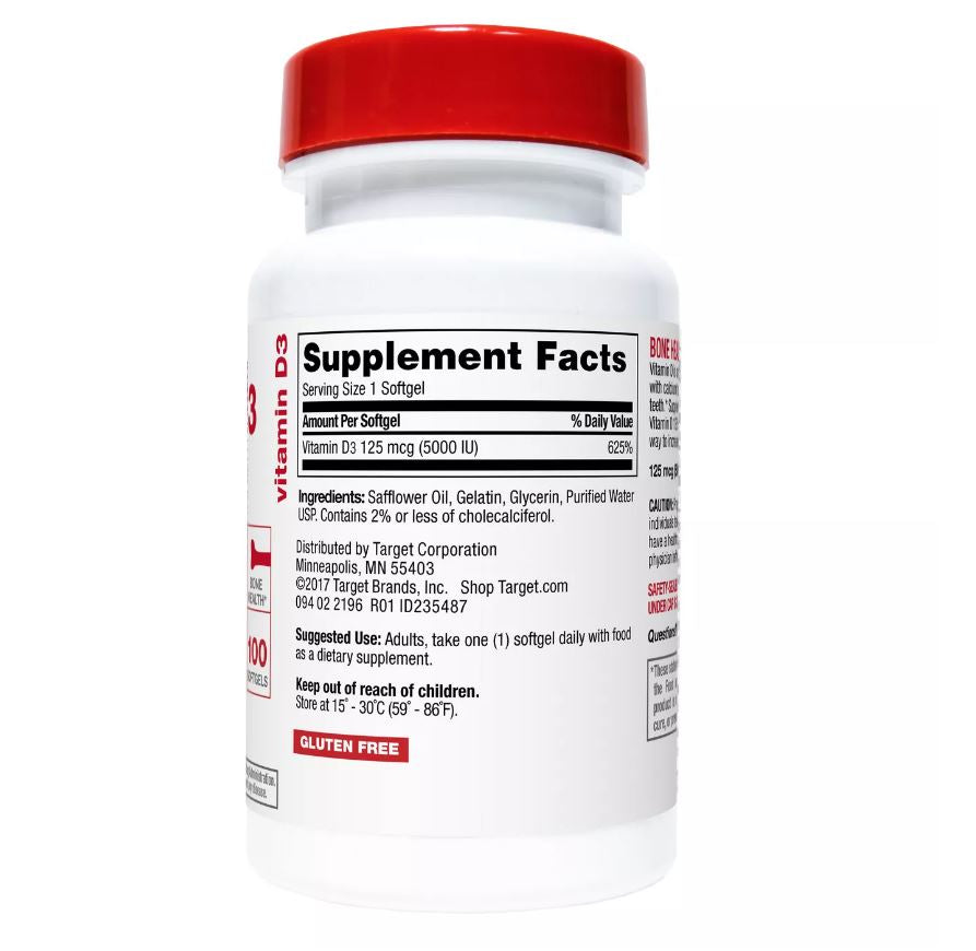 Vitamina D3 125mcg (5,000 IU) 100ct