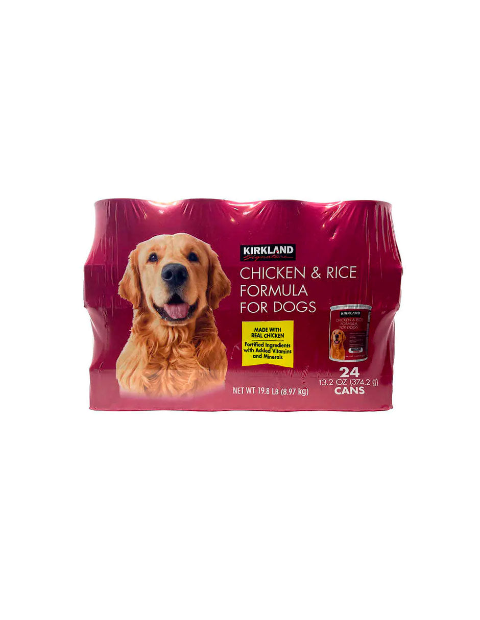 Kirkland Alimento enlatado para perros sabor pollo y arroz 13.2 oz, 24 unidades