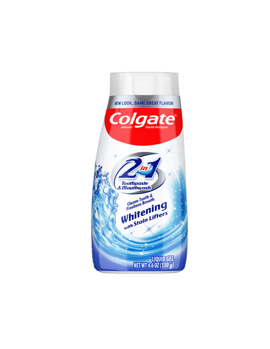 Colgate 2 en 1 Gel de pasta dental blanqueadora y enjuague bucal 130gr