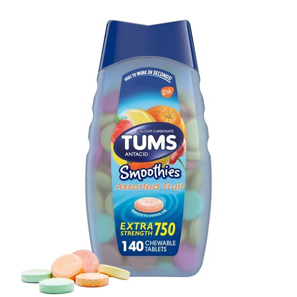 Tums Smoothies Assorted Fruit Extra fuertes 140 tabletas
