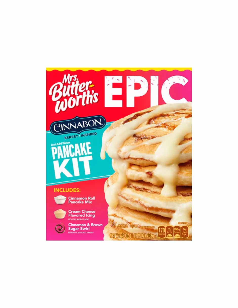 Mrs. Butterworth Epic Kit para pancakes inspirado en Cinnabon bakery 708gr