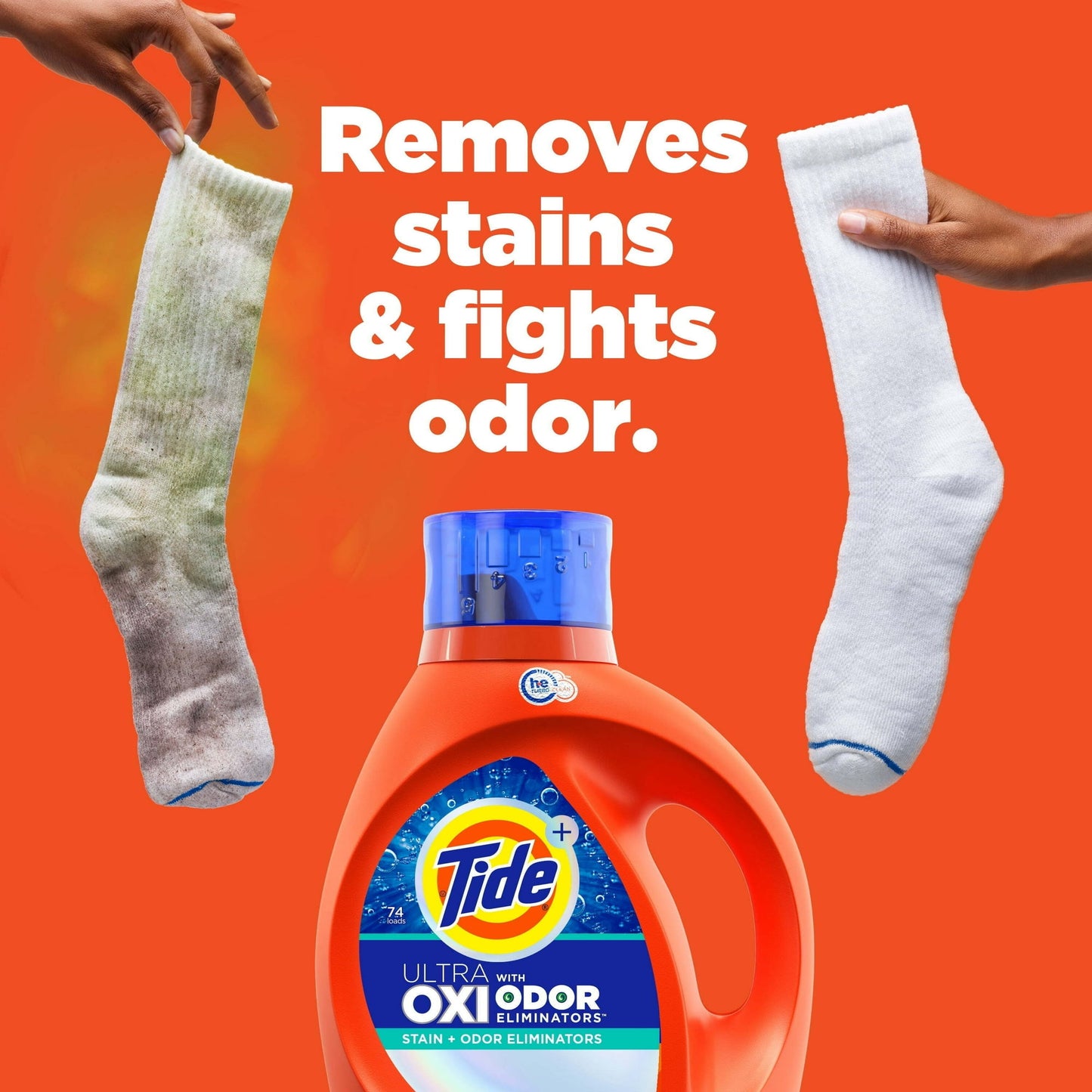 Tide Ultra OXI Detergente líquido para ropa con eliminadores de olores, 132 fl oz, 94 cargas